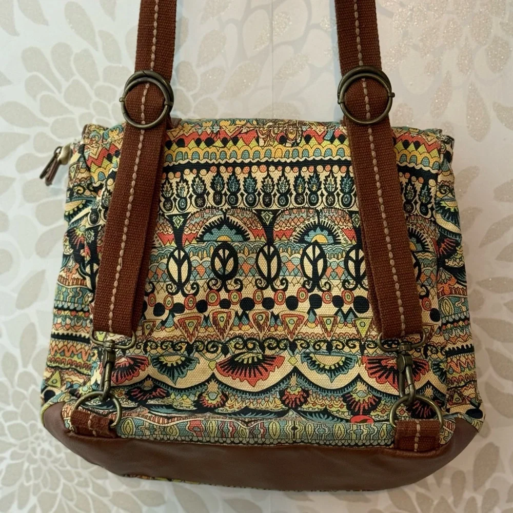 Sakroots Artist Circle Convertible Messenger Backpack Boho Peace Hippie Bag Y2K - Picture 5 of 13